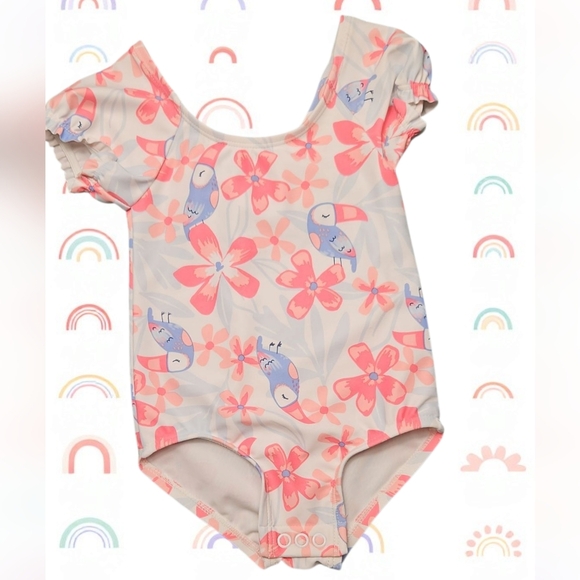 Carter's Baby Girls 9 Months Bundle Bathing Suit, Leggings, Denim Ruffle Top - Picture 3 of 6